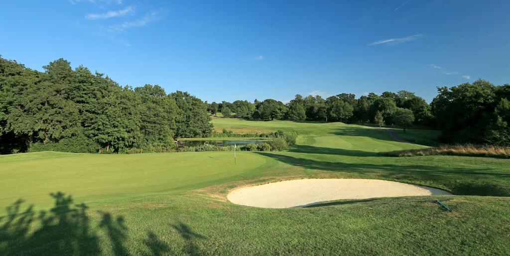 Many a card is wrecked between holes 9 and 14. A tee shot is threaded between majestic oaks and a second shot played from an undulating fairway to a severe two-tiered green.