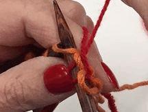 Knit one stitch with the new yarn. Weaving in ends as you knit Step 1: Insert right-hand needle into the next stitch to knit.