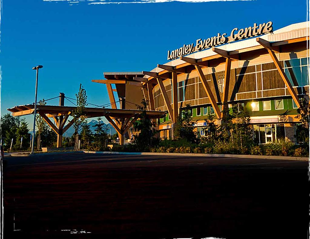 The Venue The Langley Events Centre is a 322,312 square foot facility, which includes an Arena Bowl, Triple Gymnasium, Double Gymnasium, Fieldhouse, Banquet Hall, Gymnastics Training