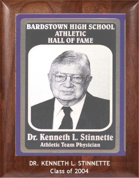 DR. KENNETH L. STINNETTE ATHLETIC TEAM PHYSICIAN sidelines in tight situations. Dr.
