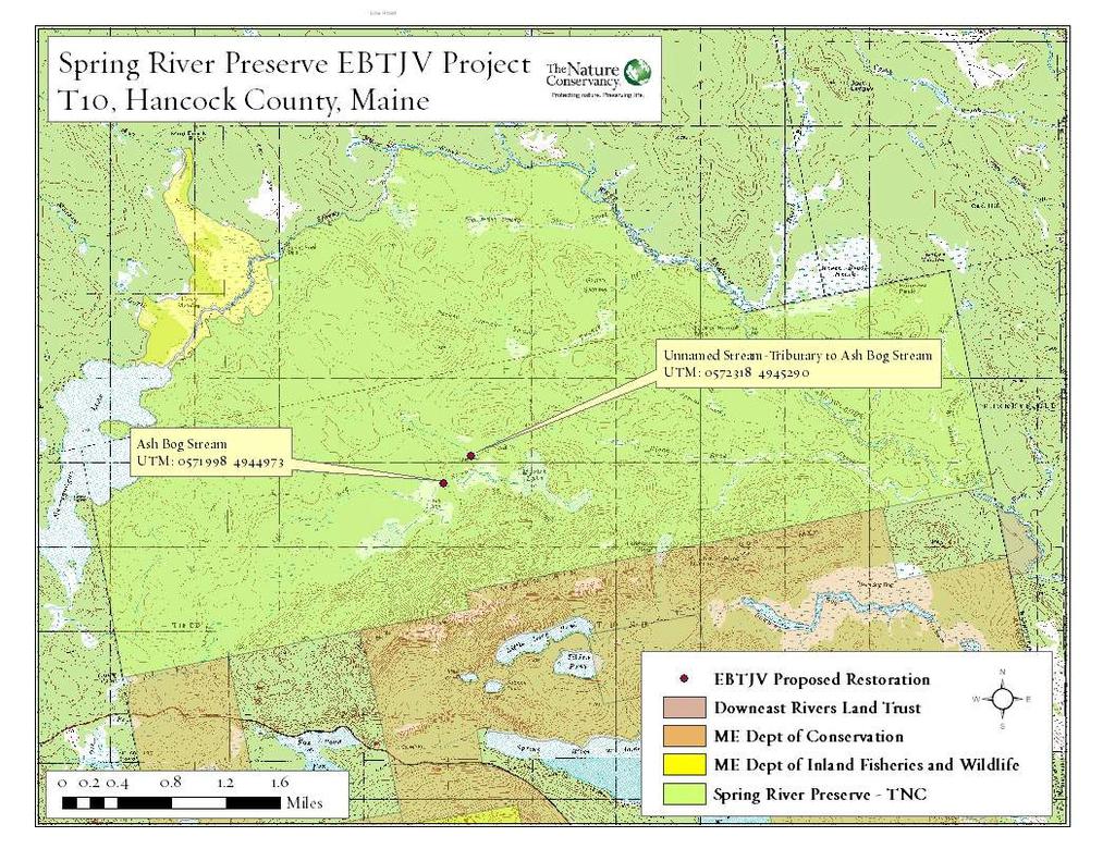 2011 Activities Figure 22: Map showing locations for culvert replacements on Ash Bog Stream and Black Rock Brook on The Nature Conservancy s Spring River Preserve.