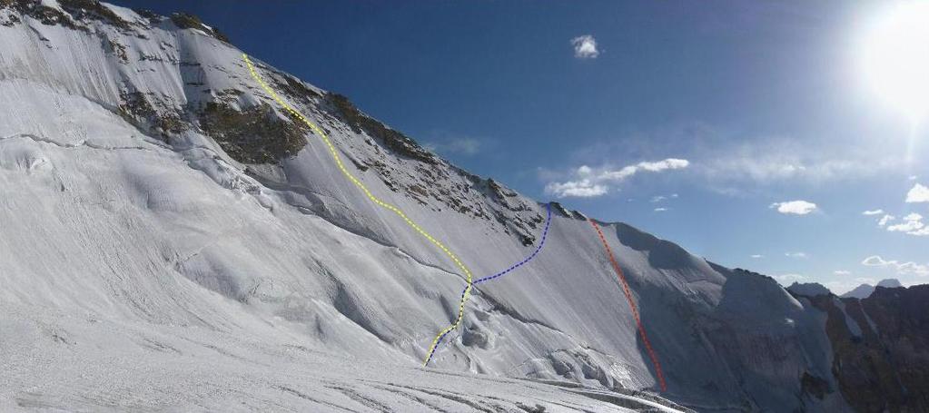 Appendix 1 This photo shows the north side of the west ridge of unclimbed 6000m (6123m) Peak Yellow line Huws/Vincent 600m D+/TD-