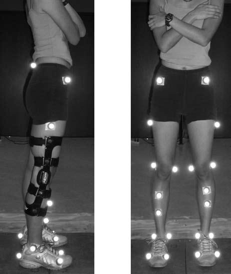 A Knee Extension 161 Figure 3 Left: marker placements of the dynamic trials. Right: marker placements of the static trial.