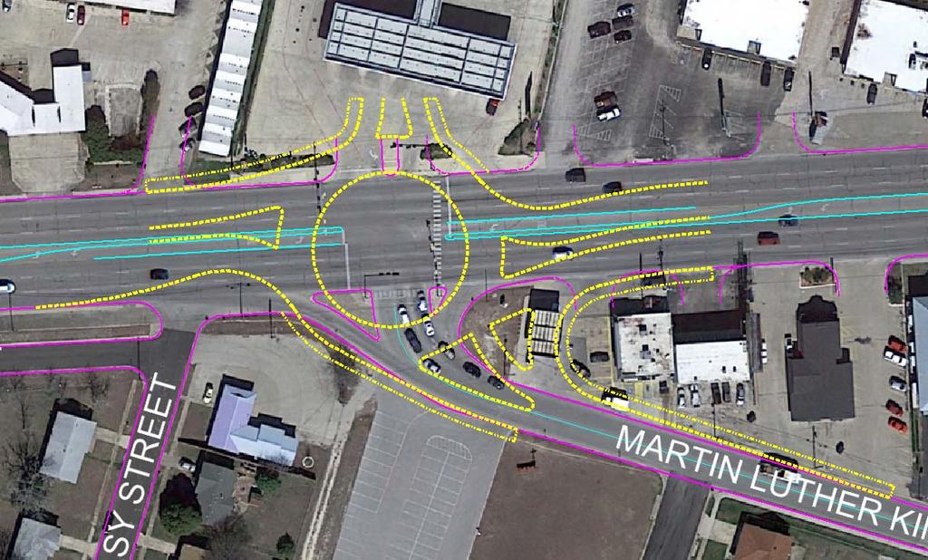 Figure 10: Roundabout ROW Requirements at Business 190 and Martin Luther King Jr.