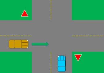 PAGE 02 CHAPTER 12 INTERSECTIONS The vehicle with the yield sign must let the vehicles with no yield sign to go first In this case, the blue vehicle is going to let the brown vehicle go first because