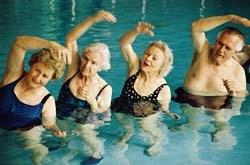 Water Aerobics Class Description: This deep water workout includes calisthenics style movements with variations of upper and lower body resistive moves.