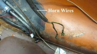 812. Horn wires shown pulled through the