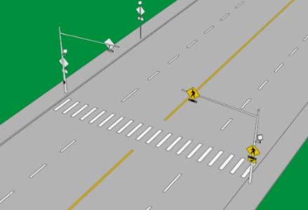 Once activated, an irregular flashing pattern will flash for a predetermined amount of time to allow the pedestrian time to cross the roadway after vehicles have
