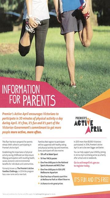 activeapril.vic.gov.au for more information and step-by-step instructions.