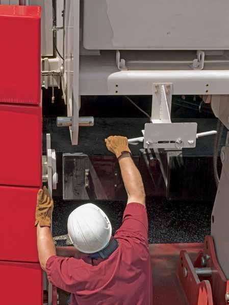 Counterweights lower completely to the ground Pull counterweight pin & lower counterweights