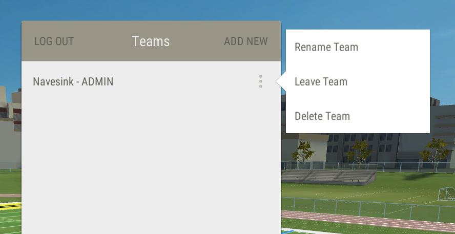 Your new team should be the only item in the list. You can add more teams if needed. To add another team, select ADD NEW and go through the set up process again.
