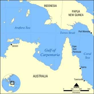 Australia The Gulf of Carpentaria has been identified as a global hotspot. Thousands of nets enter the Gulf from the Arafura and Timor Seas and affect the six species of turtle that live there.