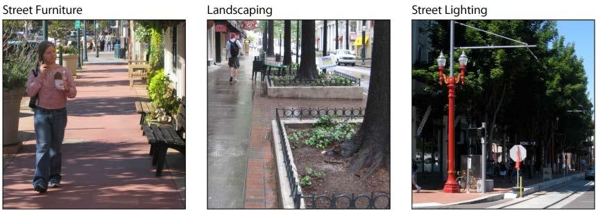 Pedestrian Improvements Sidewalks Improve and install sidewalk amenities