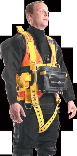 The R-Vest has been developed to assist divers, it is a one-piece jacket that incorporates a recovery harness, cylinder attachment, tool attachment points and weight belt.