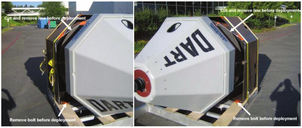 Figure 7: ETD Pre-Deployment Configuration Left side of buoy Right side of buoy Total weight = ~5000lbs DART Deployment List 1) Remove (2) bolts (shown