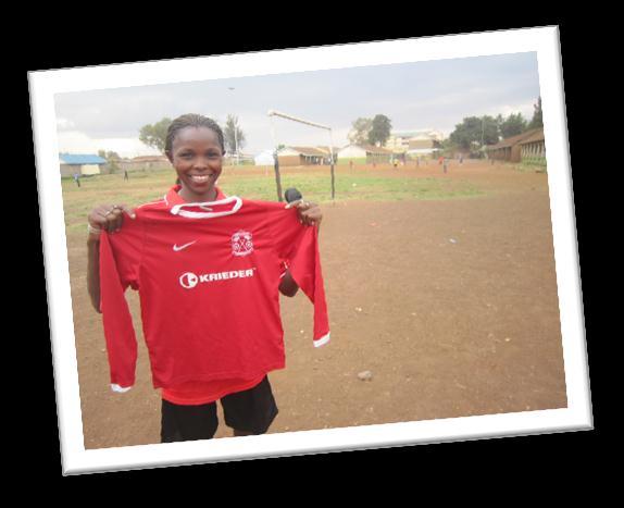 They also provide a home for over 200 orphans and vulnerable children. The kit was donated in one of the school classrooms following a training session on the local football pitch.
