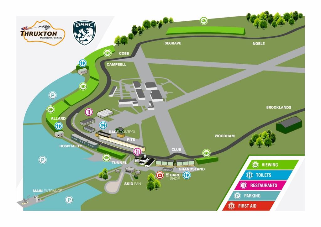 Spectator Map The map below shows the areas spectators are able to see the circuit and watch the racing. Access to the paddock can be purchased at the entrance to the tunnel.