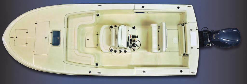 Battery Compartments Trim Tabs Hydraulic Steering Molded Engine Offset Insulated Fish Box w/ Cutting Board Flush SS Bow Cleat Optional Removable Well Optional Below Deck LED Lights Insulated Center