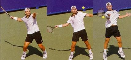 Backswing depth relates to getting the racket back deep enough in the backswing, not keeping the elbow "in" close to your body (center photo above).
