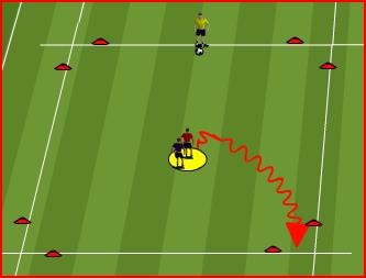 if it s not on, be creative to turn past defender Play back to server when appropriate Warm Up: back to pressure 20x10 yard area Progression Groups of 4 with 2 balls.