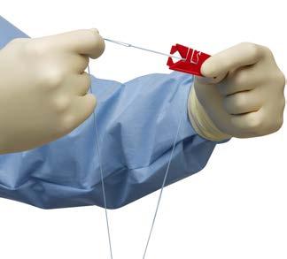 Pop knot off Suture Card and pull free limb away from suture card with force to dress the