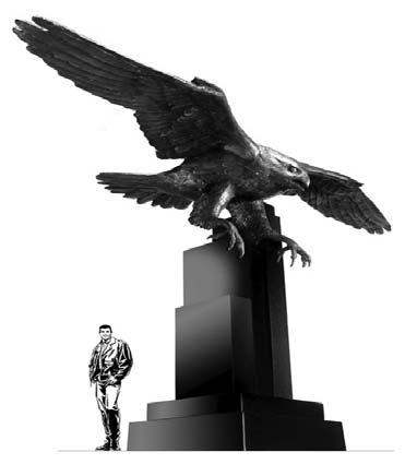 largest Falcon statue in the world as part of the front entrance