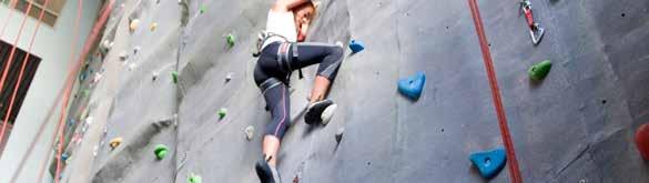 ROCK CLIMBING For 1 40 participants Put your skills to the test on our 16-metre-high climbing wall. Choose from several routes designed for different abilities.