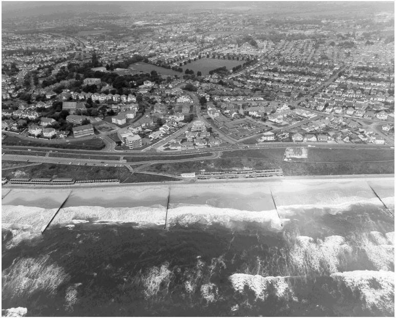 Figure 7. An aerial view of the successive groynes in Poole Bay.