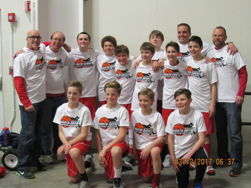 Missing from photo: Nate Collins Masco 7 B Boys basketball team wins the D2 Eastern Basketball Championship Front Row: Toal Lodewick, Andrew Saumsiegle, Sean Morrison and