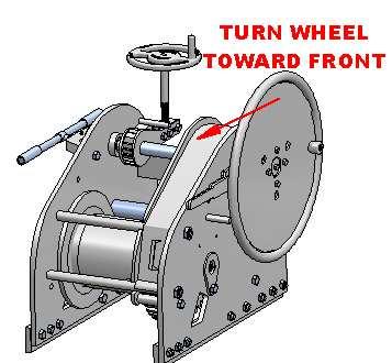 2. ATTACHING THE WIRE ROPE 2.1. Rotate the drum until the cable clamp nuts appear in the slot on the side plate.