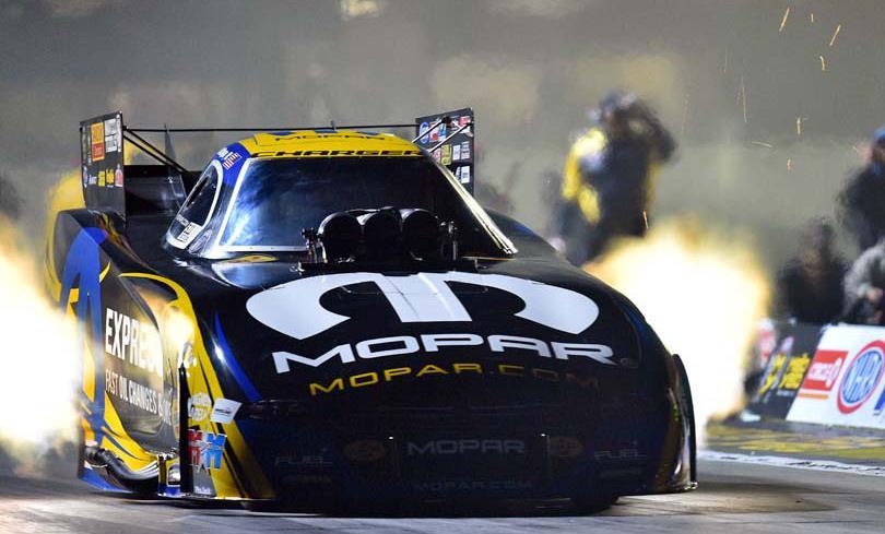 DSR s Leah Pritchett in the Papa John s Pizza Top Fuel dragster and teammate Matt Hagan in the Mopar Express Lane 2017 Dodge Charger R/T, each of which is Powered by Pennzoil, swept the nitro titles