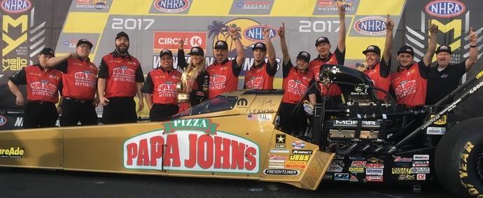 This partnership builds upon Papa John s involvement last season with its sponsorship of Top Fuel racer Leah Pritchett and Don Schumacher Racing.