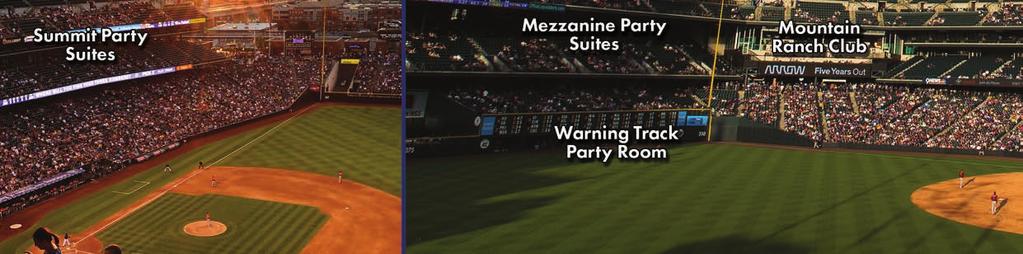 2016 SUITES & PARTY AREAS The Summit Party Suites, with their great price and location down the left-field line,