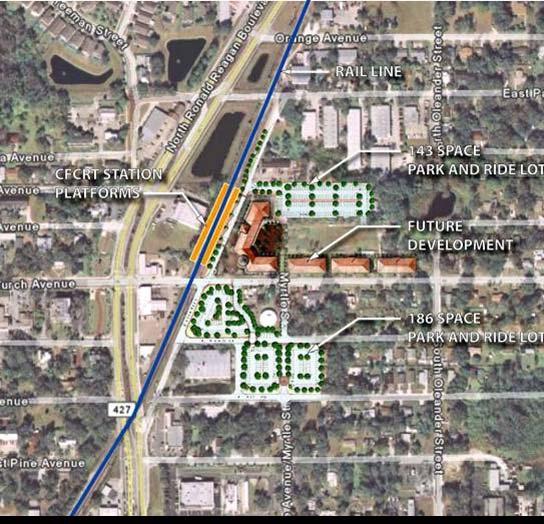 central florida commuter rail longwood station 332 space park-n-ride lot with bus drop off area 5.