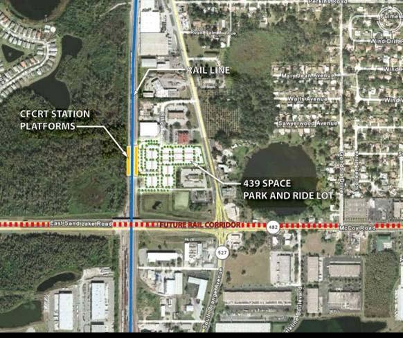 central florida commuter rail sand lake road station 439-space park-n-ride lot with bus drop off area 7.