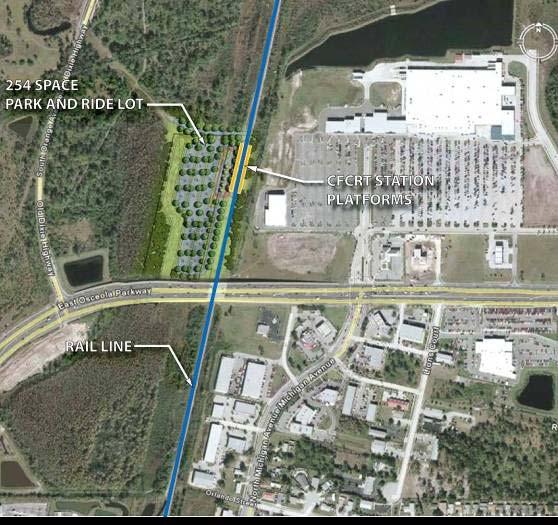 central florida commuter rail osceola parkway station 254-space park-n-ride lot with bus drop off area 7.