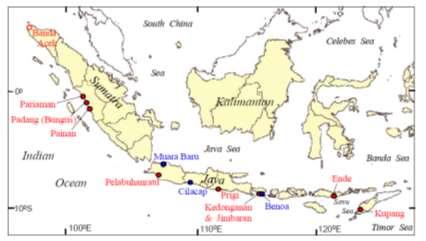 Main Fish Landing Places Across South Indonesian marine waters from Banda Aceh to NTT (Southeast Timor) there are at least 12 fishing ports as landing site for tuna.