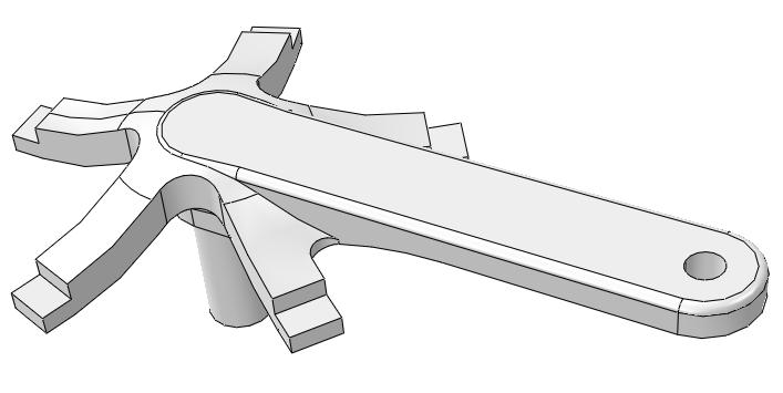 Small Fillet Figure 28: STEP Model of Crank Arm Procedure To mesh the crank arm, part geometry was converted to a STEP file and then imported into Abaqus.