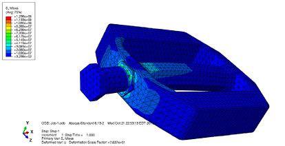 Pedal Using the boundary conditions that have been previously described and the 300 N distributed load on the top surface of the pedal, a static simulation was conducted on the pedal in Abaqus.