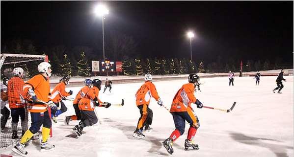 2. Bandy Playing Environment Bandy The size of a bandy field is 45 65 meters (148 213 feet) by 90 110 meters (300 360 feet), which totals to 4,050 7,150 square meters (43,600 77,000 sq ft), or about