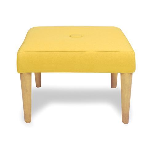 Tan Couch, (2) Yellow Ottomans, (3)