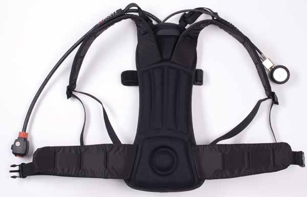 Polyester webbing with wrap-around harnesses Adjustable padded shoulder straps Padded waistband featuring large buckles for easy operation with gloved hands and fast donning and doffing Lightweight
