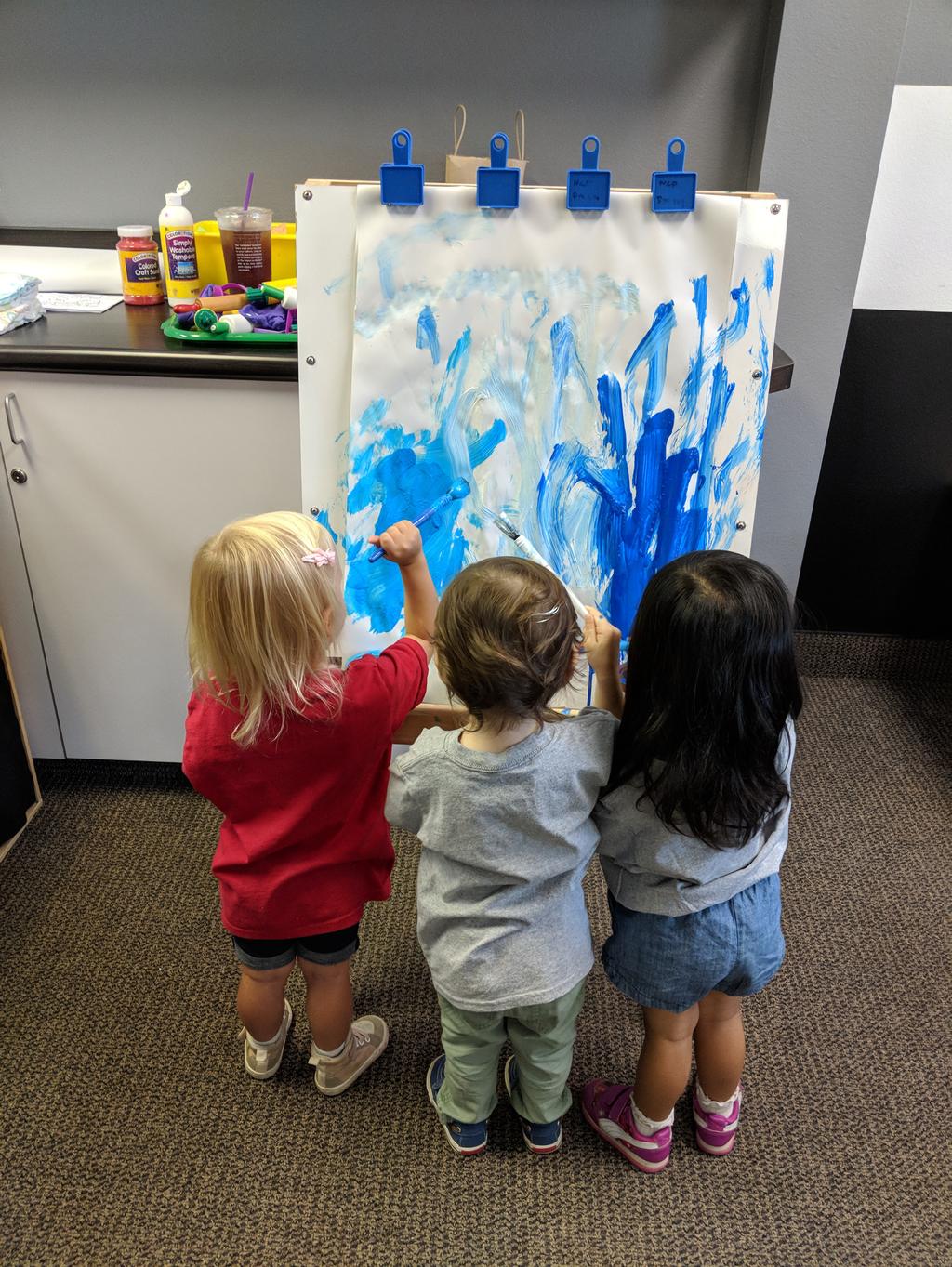 LET S FINISH THIS PAINTING! How cute is it when 2 year olds work as a team on the first day of school? Answer Super Cute!