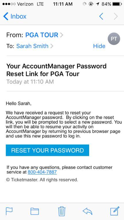 USING THE PGA TOUR APP: CREATING AN ACCOUNT You will receive the