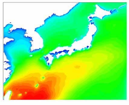 (a) (b) Fig.. The onthly-average spatial distribution of the significant wave height (a) with and (b) without current 3, nicknae TOKAGE, because one of the buoy located at Muroto (shown in Fig.