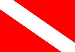 in the water a Red with Diagonal White striped