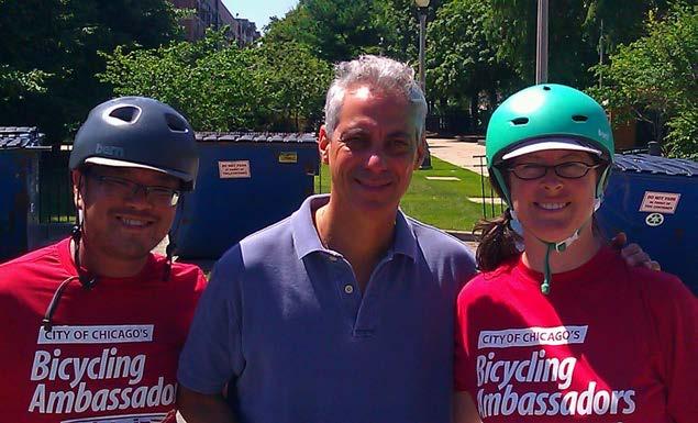 Traveling by bike, Ambassadors talk to people in all 50 wards and every police district.