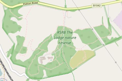 Map: RSPB The Lodge Nature Reserve, Potton Road, Sandy, SG19 2DL Telephone + 44 1767 693333. The reserve has an extensive and informative web site. See here for full details.