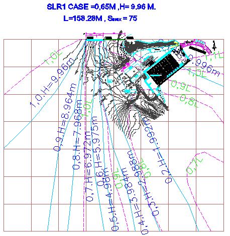 Designed Case - Wave Diffraction in Tien Sa Bay setup by the diagram of Goda the wave direction from the North to the South,