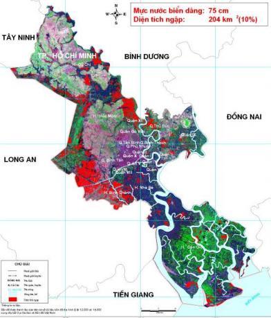 Fig 1. 5. Inundation map of Ho Chi Minh City at 65 cm of SLR1 scenario, inundation area 128 km 2 (6.